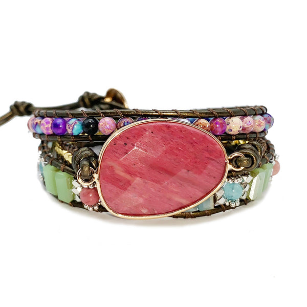 Pulsera Artesanal para Mujer en Piedra Natural Tejida a Mano