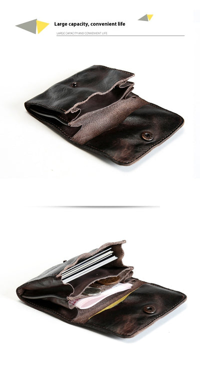 Billetera Corta de Cuero Vacuno Estilo Retro para Hombre - Image 13