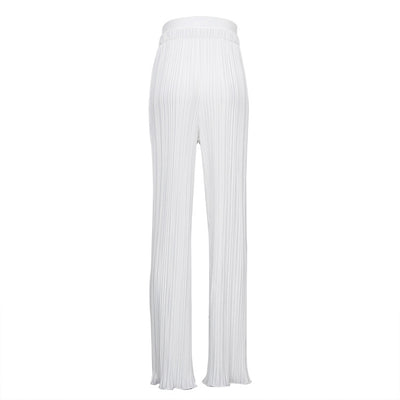 Conjunto Elegante Mujer: Pantalón Plisado Blanco y Playera Cuello Redondo - Image 12