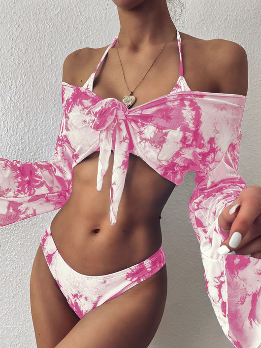 Bikini Estampado de Leopardo con Mangas Largas Tres Piezas - Image 22