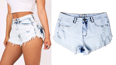 Shorts de Mezclilla Blanca Desgastada Cintura Alta para Mujer - Image 7