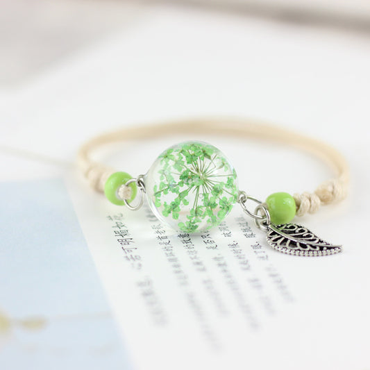 Pulsera Esfera de Cristal con Flores Secas - Diente de León y Estrellas - Image 2