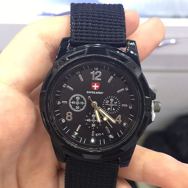 Reloj Militar Deportivo con Correa Tejida - Movimiento de Cuarzo Profesional