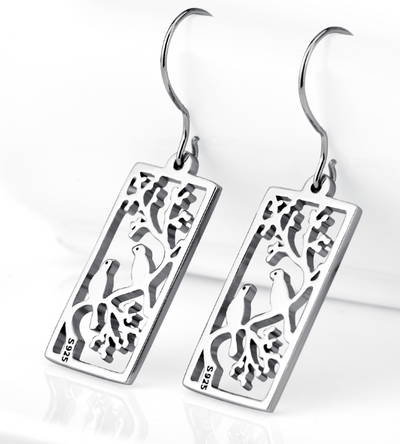 Aretes de Plata 925 con Diseño Hueco de Pájaros - Image 2