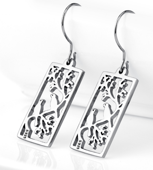 Aretes de Plata 925 con Diseño Hueco de Pájaros - Image 2