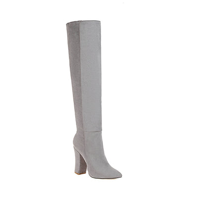 Botas de Gamuza hasta la Rodilla con Tacón Medio y Punta Redonda para Mujer - Image 3