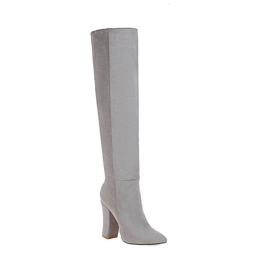 Botas de Gamuza hasta la Rodilla con Tacón Medio y Punta Redonda para Mujer - Image 3
