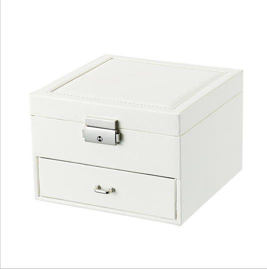 Caja Joyero Doble de Cuero PU Europeo - Organizador Elegante para Joyas