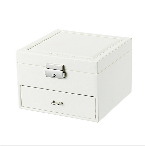 Caja Joyero Doble de Cuero PU Europeo - Organizador Elegante para Joyas