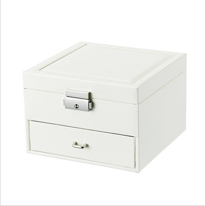 Caja Joyero Doble de Cuero PU Europeo - Organizador Elegante para Joyas