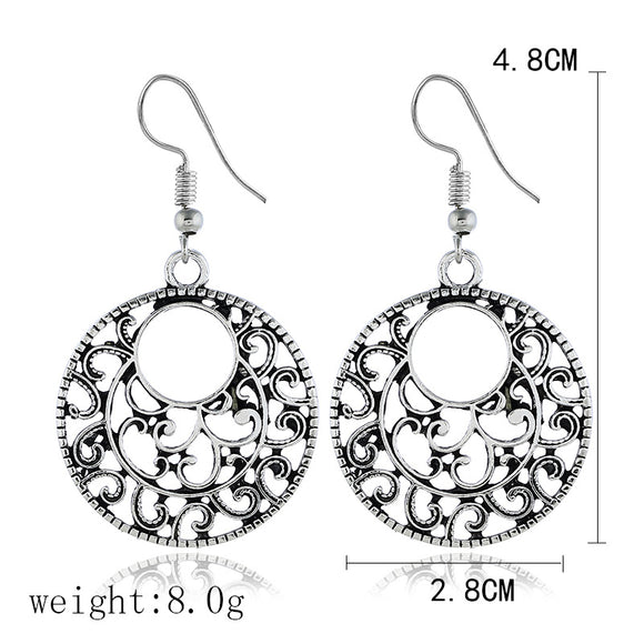 Aretes de Plata Tibetana Calados Estilo Étnico
