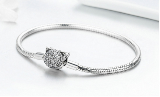 Pulsera Base Gato Plata DIY S925 - Diseño Encantador Chapado en Platino - Image 4
