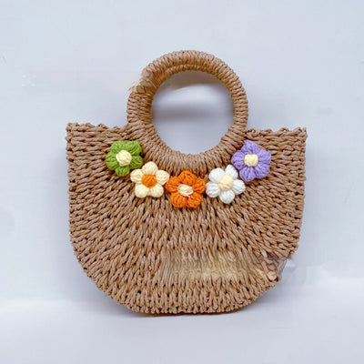 Bolsa Tejida de Paja Estilo Mori con Flores - Bolso de Mano Artesanal - Image 5