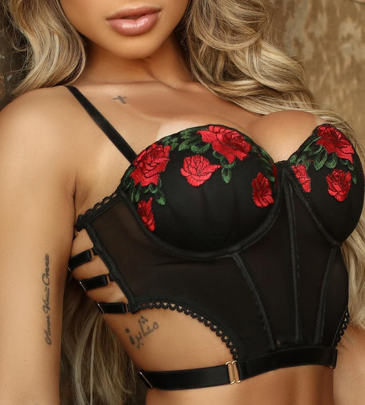 Conjunto de Lencería Sensual con Bordado de Rosas - Image 3