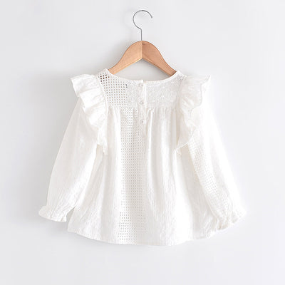 Blusa Infantil de Encaje con Cuello Redondo y Manga Larga - Image 5