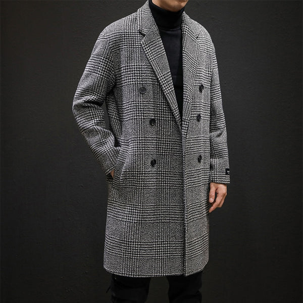 Abrigo Cuadros Slim Fit - Gabardina Larga Elegante