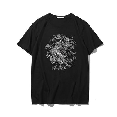 Playera Ulzzang Gótica Dragon Punk - Estilo Coreano Alternativo