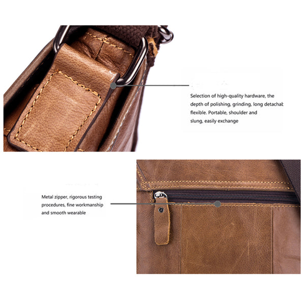 Bolsa Crossbody Ejecutiva de Cuero Vacuno con Compartimento Vertical