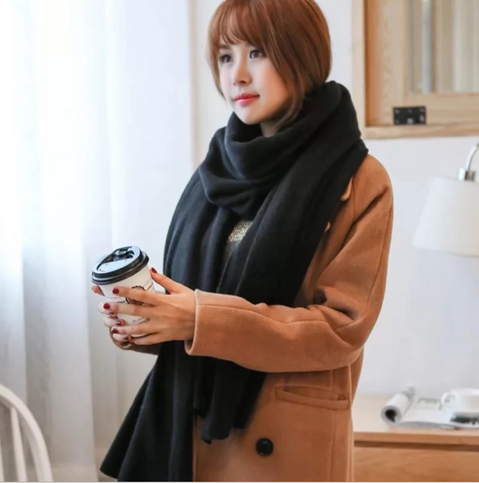 Bufanda de Lana Merino y Cachemira Tejida Estilo Coreano Unisex - Image 23