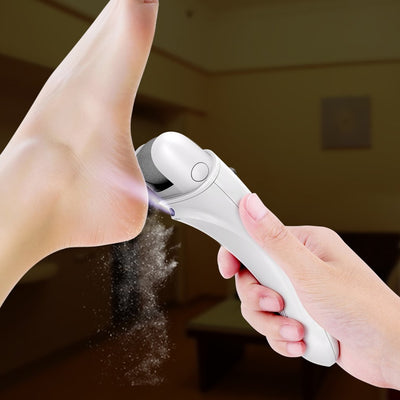 White PRITECH electric pedicure device with a grey roller and silver power button for smooth feet. - Image 2