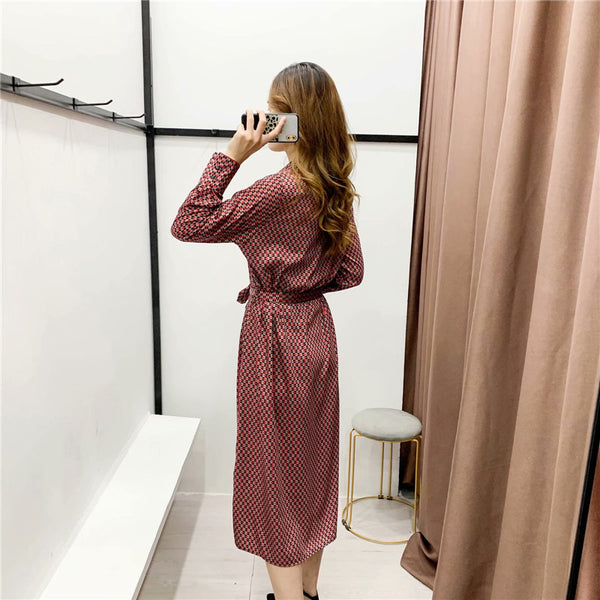 Vestido Largo Estilo Camisero de Manga Larga