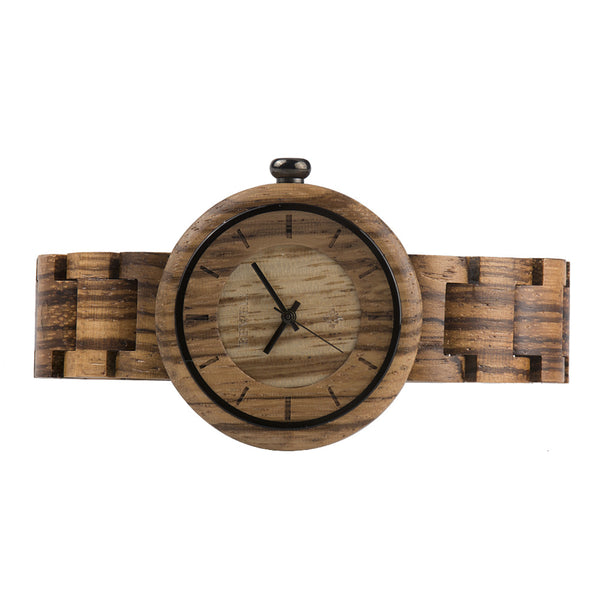 Reloj de Bambú para Mujer con Movimiento Cuarzo