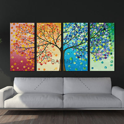 Cuadro Canvas Árbol Multicolor - Impresión HD Puzzle Decorativo 4 Piezas - Image 3