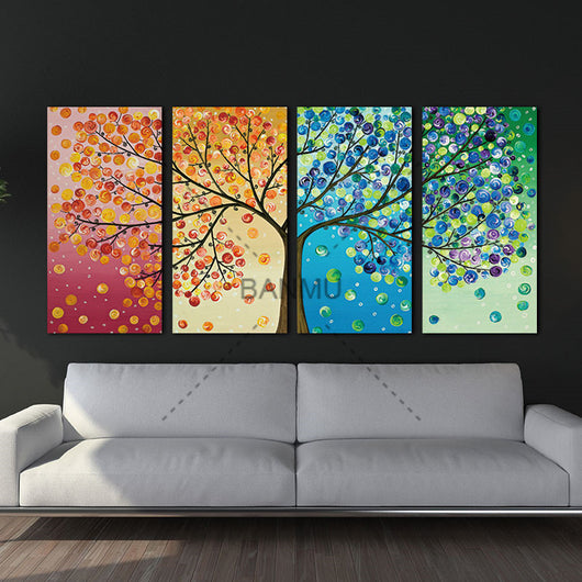 Cuadro Canvas Árbol Multicolor - Impresión HD Puzzle Decorativo 4 Piezas - Image 3