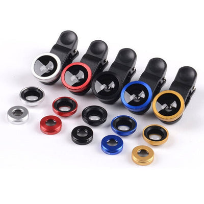 Kit de Lentes para Celular 3 en 1: Gran Angular, Macro y Ojo de Pez