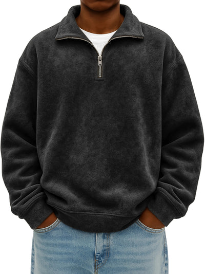 Sudadera Oversized Vintage con Cierre de Medio Cuello para Hombre - Image 6
