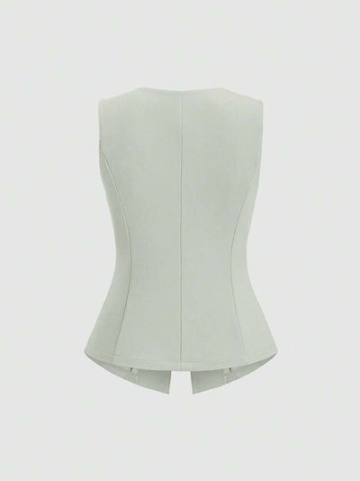 Chaleco Elegante Sin Mangas Cuello Redondo Ajustado a la Cintura - Image 21