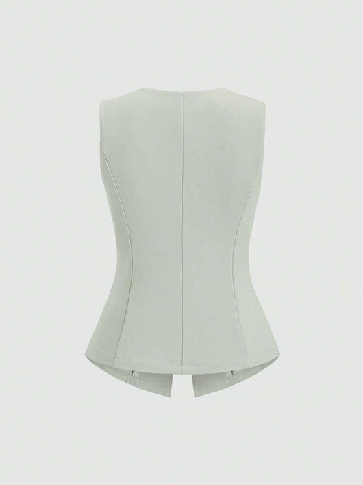 Chaleco Elegante Sin Mangas Cuello Redondo Ajustado a la Cintura - Image 21