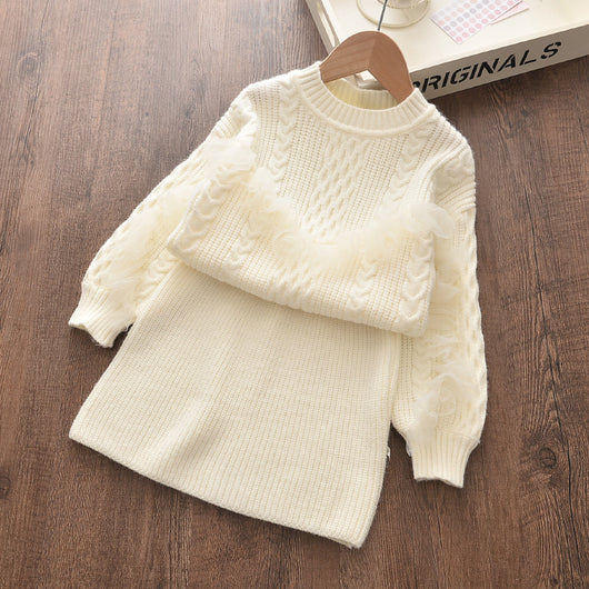 Conjunto de Suéter y Falda Coreano para Niñas - Diseño Elegante Otoño Invierno - Image 2
