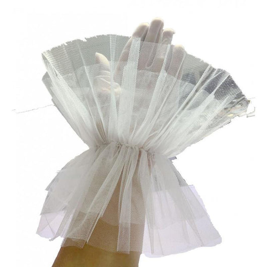 Guantes Cortos de Seda Negra con Encaje Volado 20cm - Talla Grande - Image 7