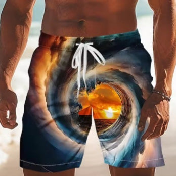 Shorts de Baño Casuales con Estampado Oceánico para Hombre