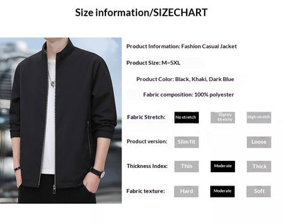 Chaqueta Casual Ejecutiva con Cuello Alzado Ligera para Hombre - Image 10