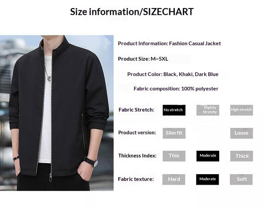 Chaqueta Casual Ejecutiva con Cuello Alzado Ligera para Hombre - Image 10