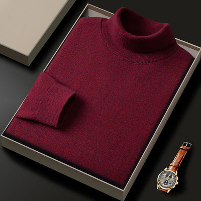 Suéter Cuello Alto Liso Grueso Holgado para Hombre - Image 21