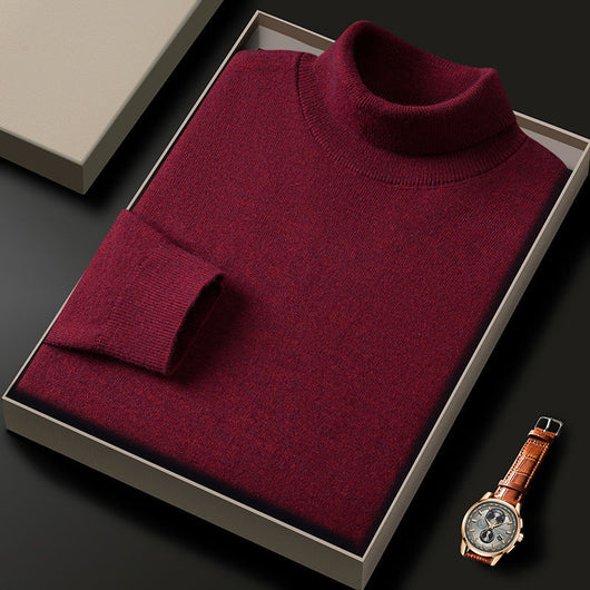 Suéter Cuello Alto Liso Grueso Holgado para Hombre - Image 21