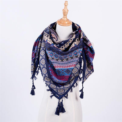 Pañuelo Cuadrado Étnico con Flecos y Jacquard - Image 4