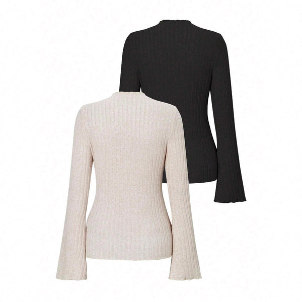 Blusa Manga Larga Cuello Redondo Rayas Texturizadas Ajuste Slim