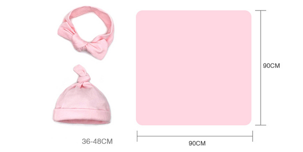 Conjunto de Gorro, Diadema y Manta de Algodón para Bebé