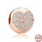 Cuentas de Plata Esterlina S925 con Diamantes en Forma de Corazón Oro Rosa para Joyería DIY