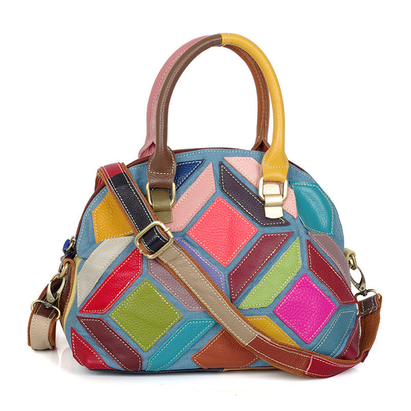 Bolso de Hombro Denim y Cuero Casual