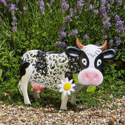 Lámpara Solar Decorativa Vaca Margarita - Adorno de Resina para Jardín - Image 10