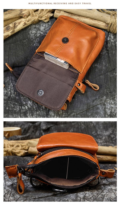 Bolsa de Cuero Crazy Horse para Hombre - Bandolera Cruzada Vintage - Image 15