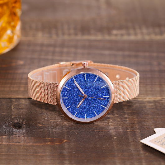 Reloj Romántico Cielo Estrellado para Mujer - Acero Dorado Rosa con Cristales - Image 4