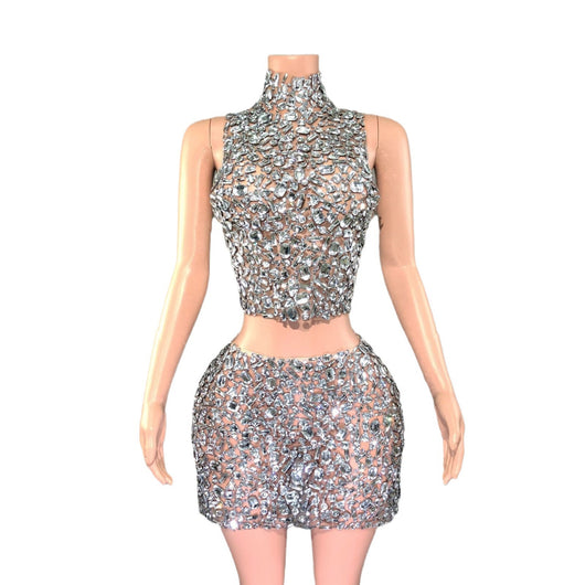 Conjunto de Dos Piezas Luxe con Diamantes y Cintura Moldeadora - Image 11