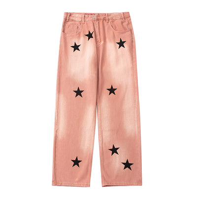 Pantalones Vaqueros Rectos Estilo Retro Americano con Detalles Rotos