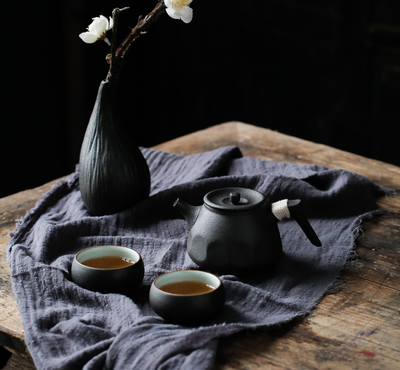 Juego de Té de Cerámica Negra Artesanal